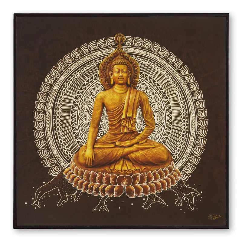 Golden Budha Embossed Wall Painting For Home Decoration
