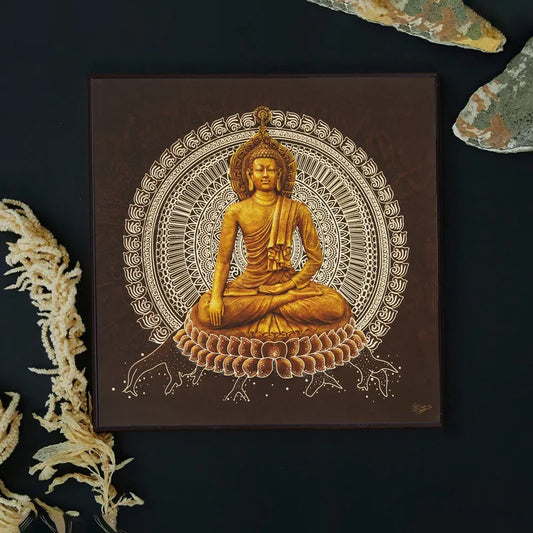 Golden Budha Embossed Wall Painting For Home Decoration