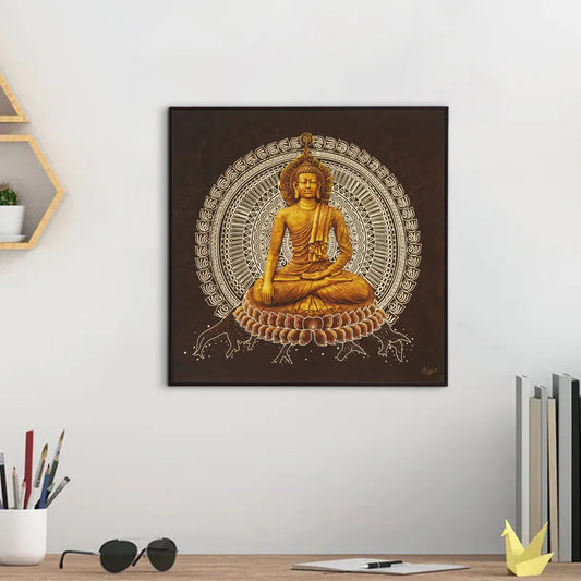 Golden Budha Embossed Wall Painting For Home Decoration