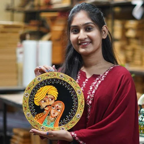 Handmade Rajasthani Man & Woman Pichwai Painting
