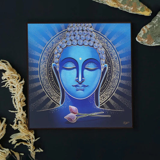 Beautiful Budha Golden Embossed Wall Painting For Home Decoration