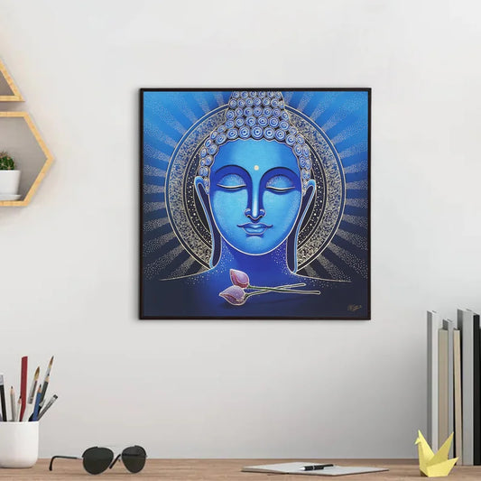 Beautiful Budha Golden Embossed Wall Painting For Home Decoration