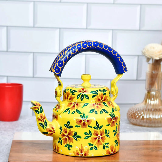 Hand-Painted Floral Aluminium Tea Kettle – 750 ml for kitchen décor Home Décor