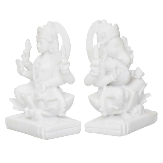 Handcrafted Laxmi Ganesha Idol Marble Murti For Puja Home Diwali Decoration Gifts