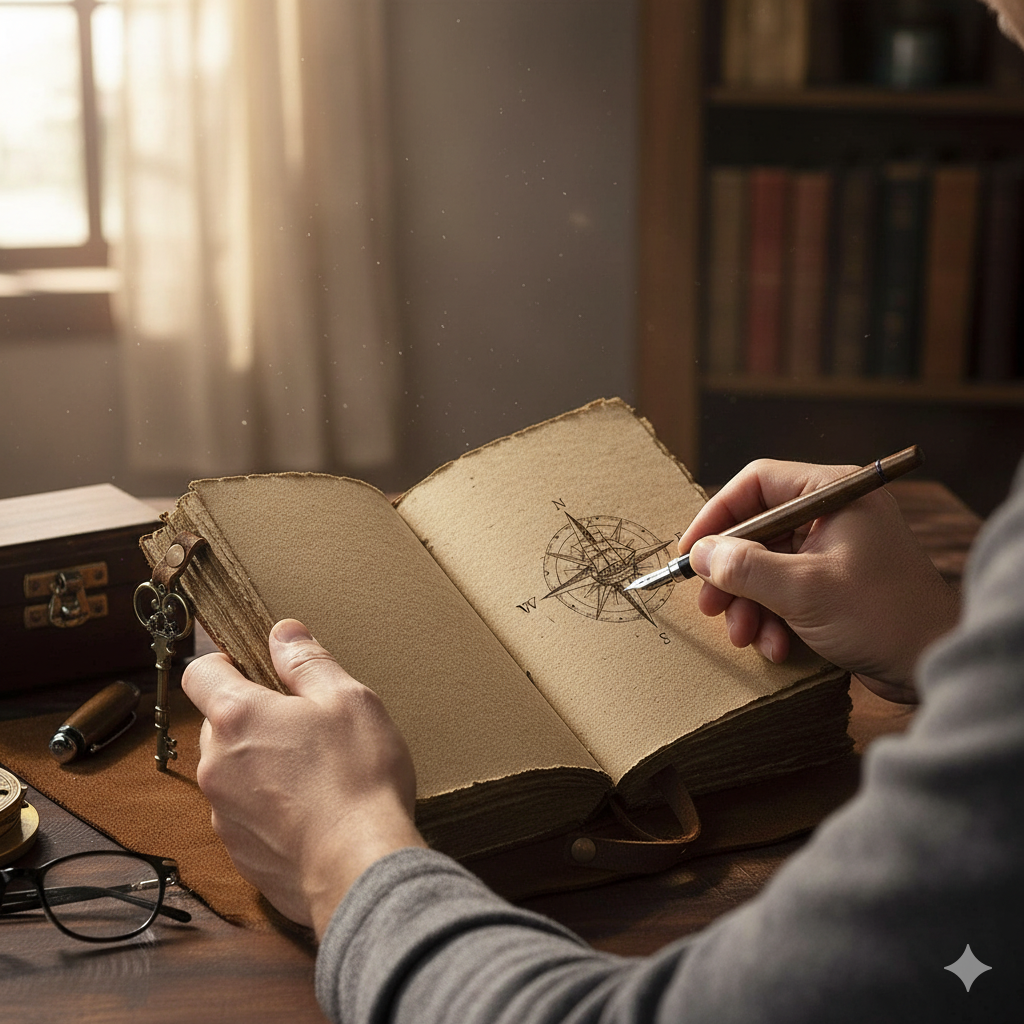 Antique Brown Leather Journal - Handmade Antique Stone Journal For Students & Office