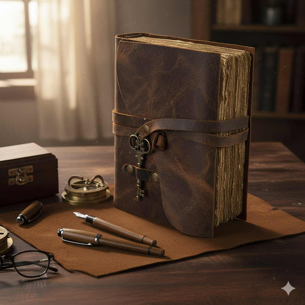 Antique Brown Leather Journal - Handmade Antique Stone Journal For Students & Office