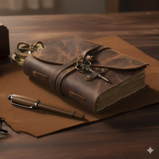 Antique Brown Leather Journal - Handmade Antique Stone Journal For Students & Office