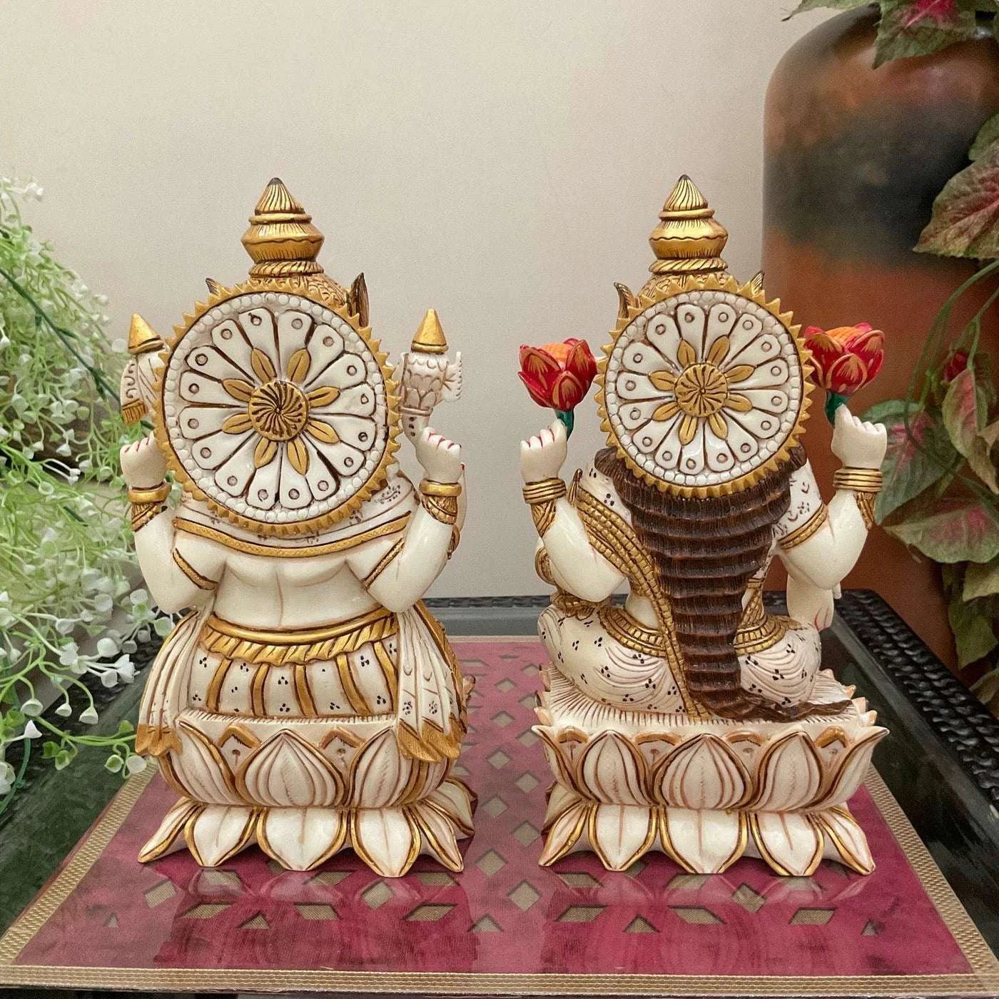 Marble Handmade Lord Ganesha and Laxmi