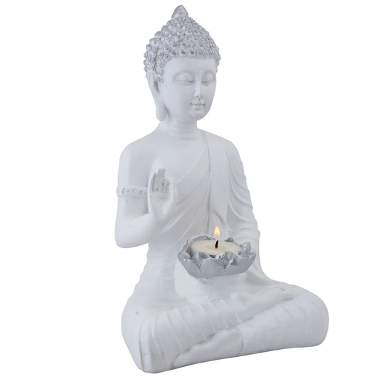 Buddha Polystone Idol Statue With Candle Holder