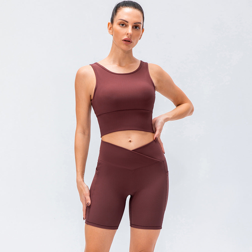 Sport Bra Shorts With Pockets Yoga Sets