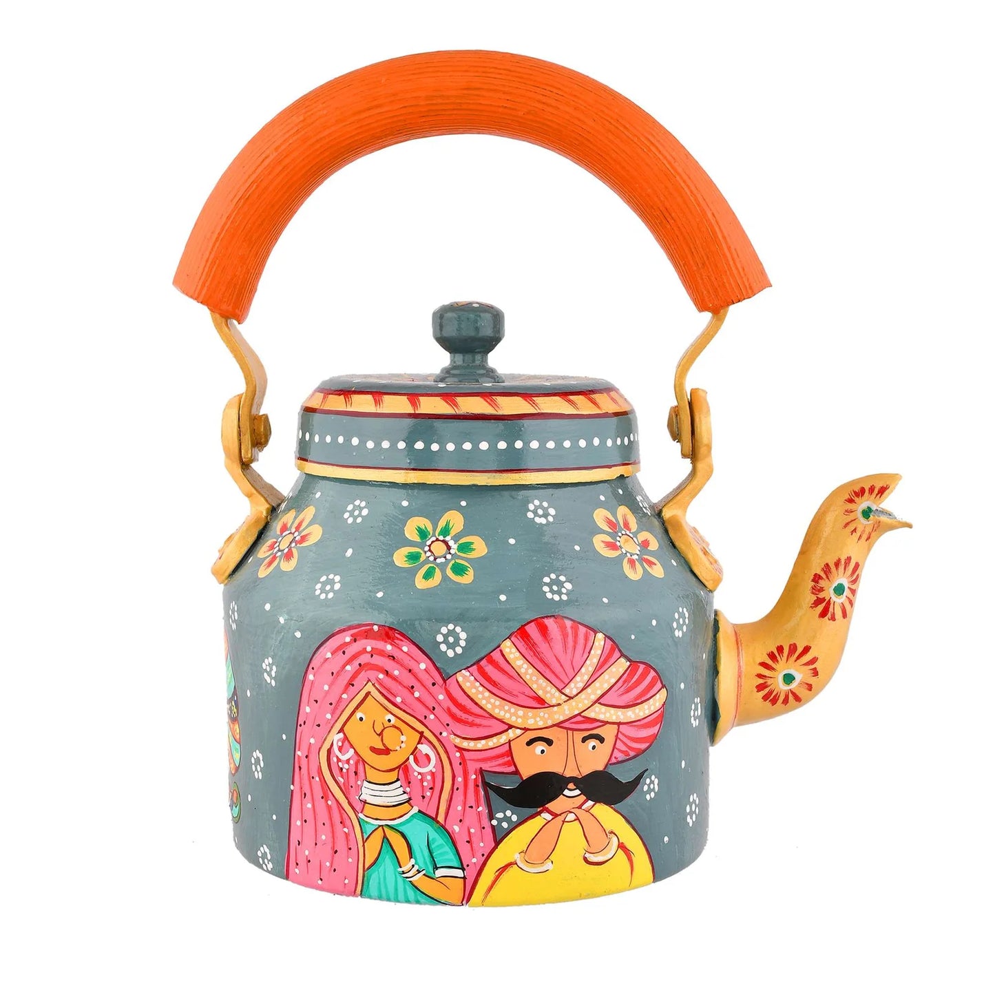 Hand-Painted Rajsthani Style Tea Kettle for Home Décor