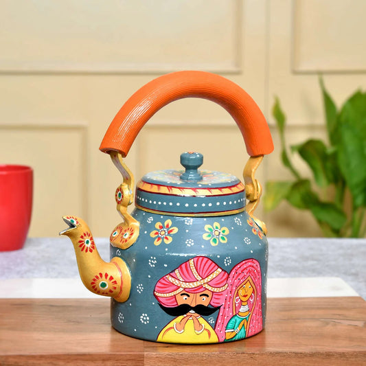 Hand-Painted Rajsthani Style Tea Kettle for Home Décor