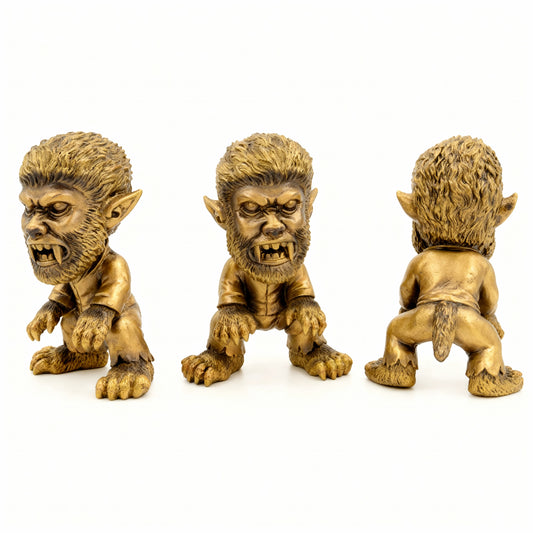 Golden Tone Werewolf Halloween Decor 21x16cm