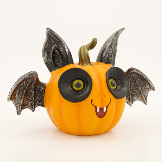 Orange & Black Pumpkin Bat Ornament 20x14cm