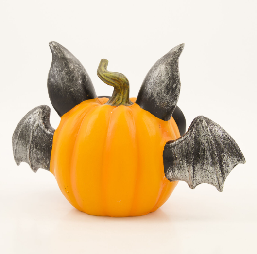 Orange & Black Pumpkin Bat Ornament 20x14cm