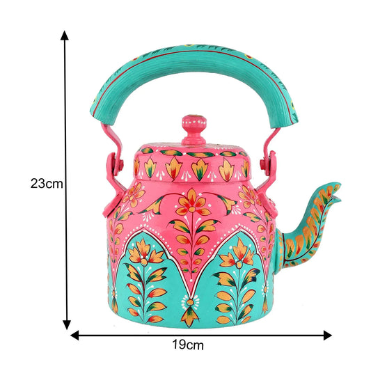 Hand-Painted Pink Aluminium Tea Kettle – 750 ml for Home Décor