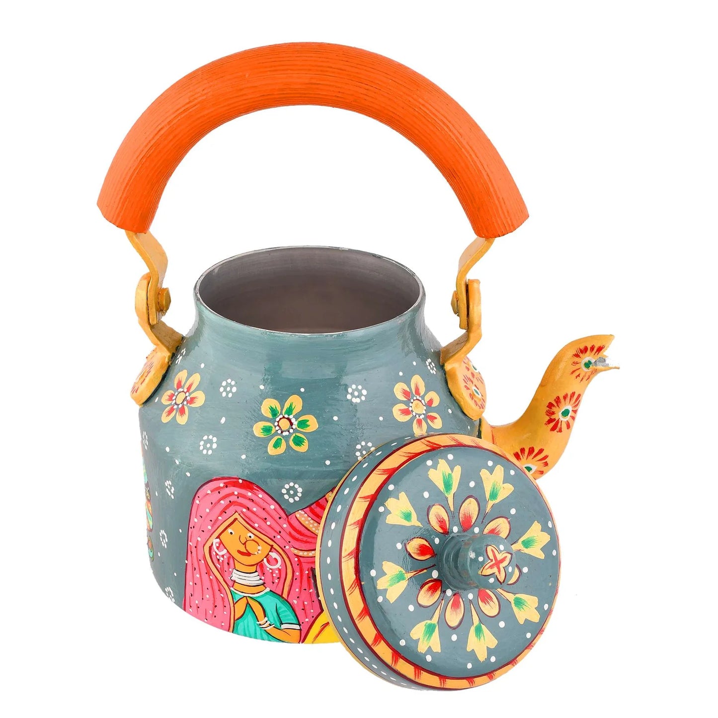 Hand-Painted Rajsthani Style Tea Kettle for Home Décor