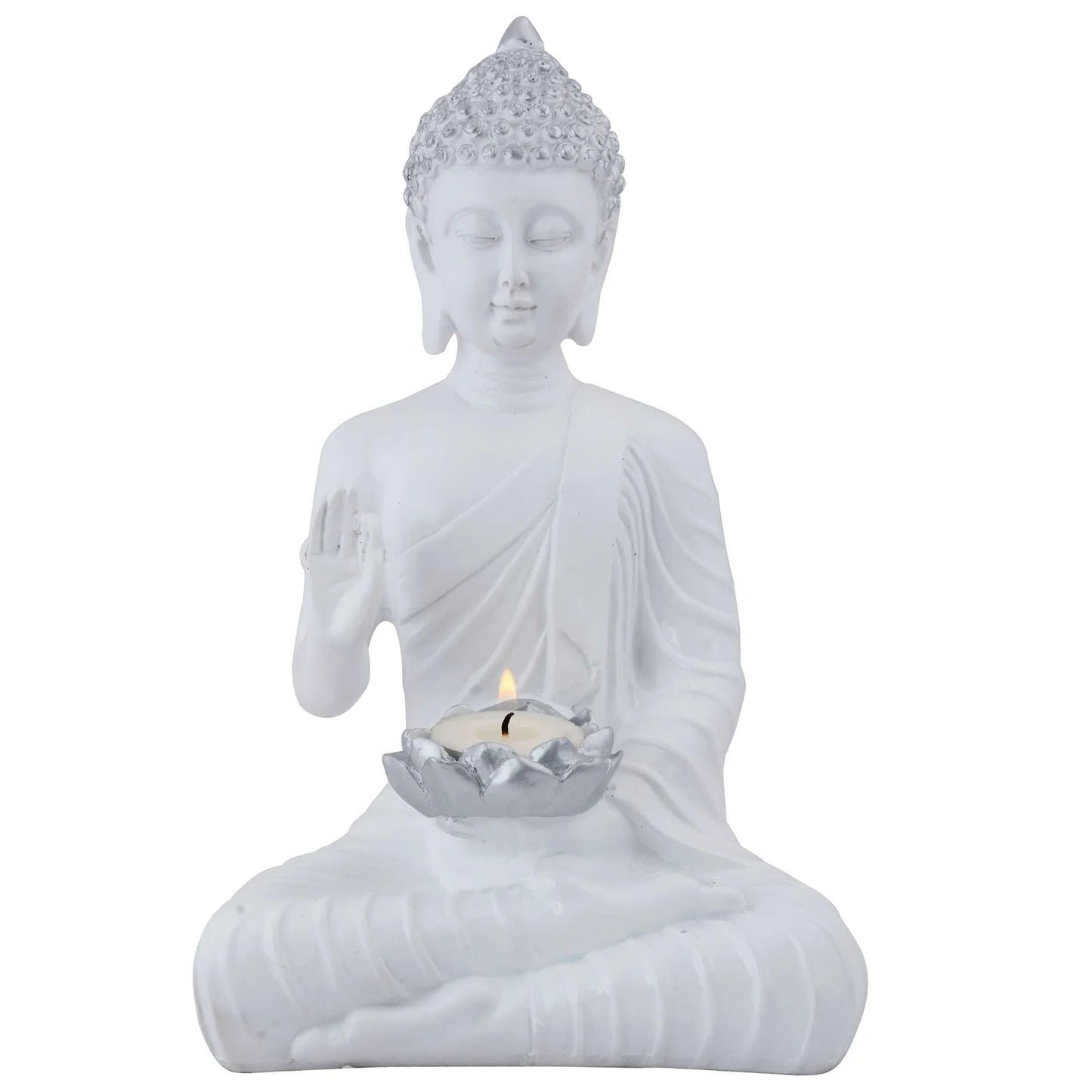 Buddha Polystone Idol Statue With Candle Holder