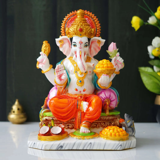 White Marble Dust Ganesha Statue
