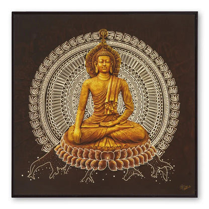 Golden Budha Embossed Wall Painting For Home Decoration