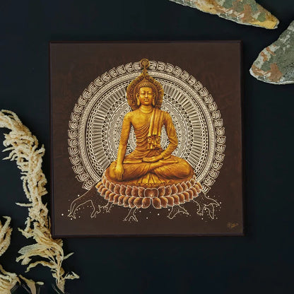Golden Budha Embossed Wall Painting For Home Decoration