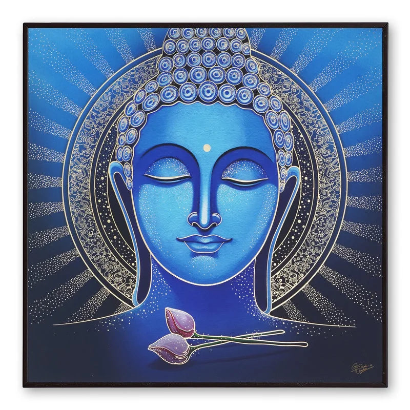 Beautiful Budha Golden Embossed Wall Painting For Home Decoration