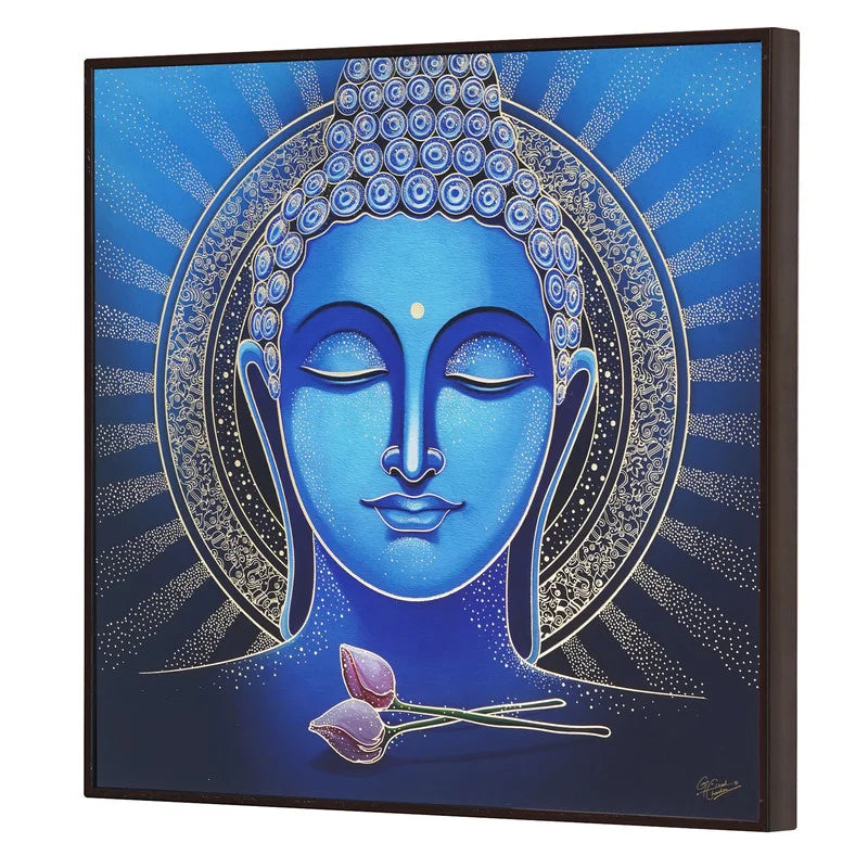 Beautiful Budha Golden Embossed Wall Painting For Home Decoration