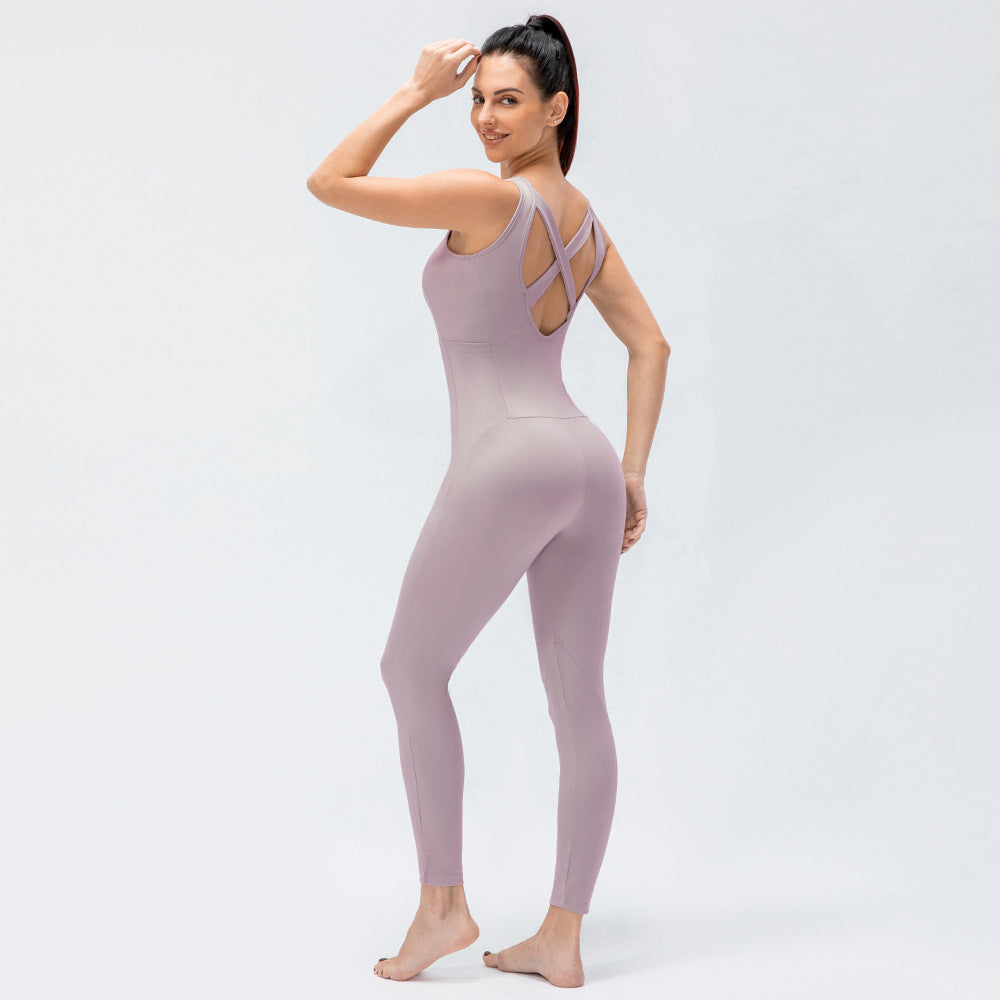Ladies One Piece Yoga Jumpsuit Fitness Leggings Set