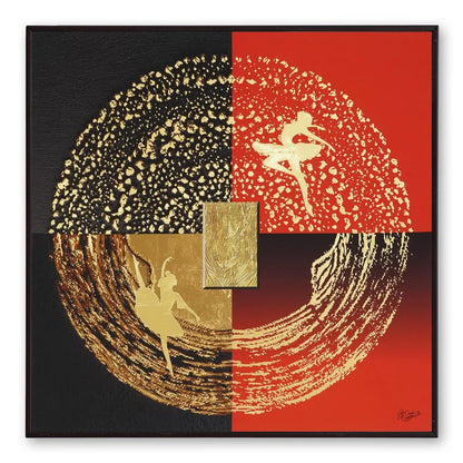 Golden Embossed Wall Painting of 2 Girls For Home Decoration