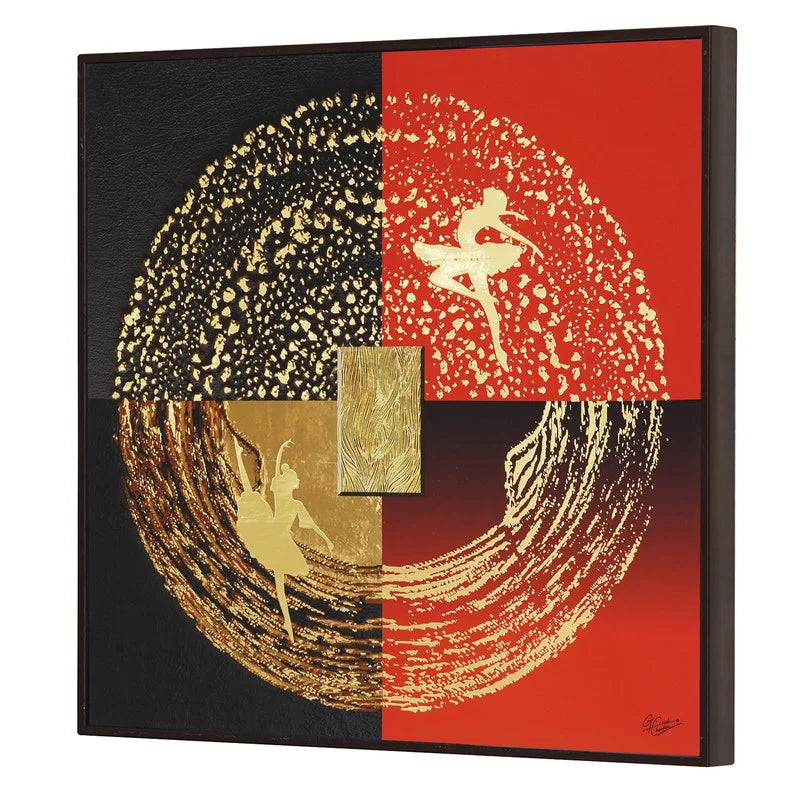 Golden Embossed Wall Painting of 2 Girls For Home Decoration