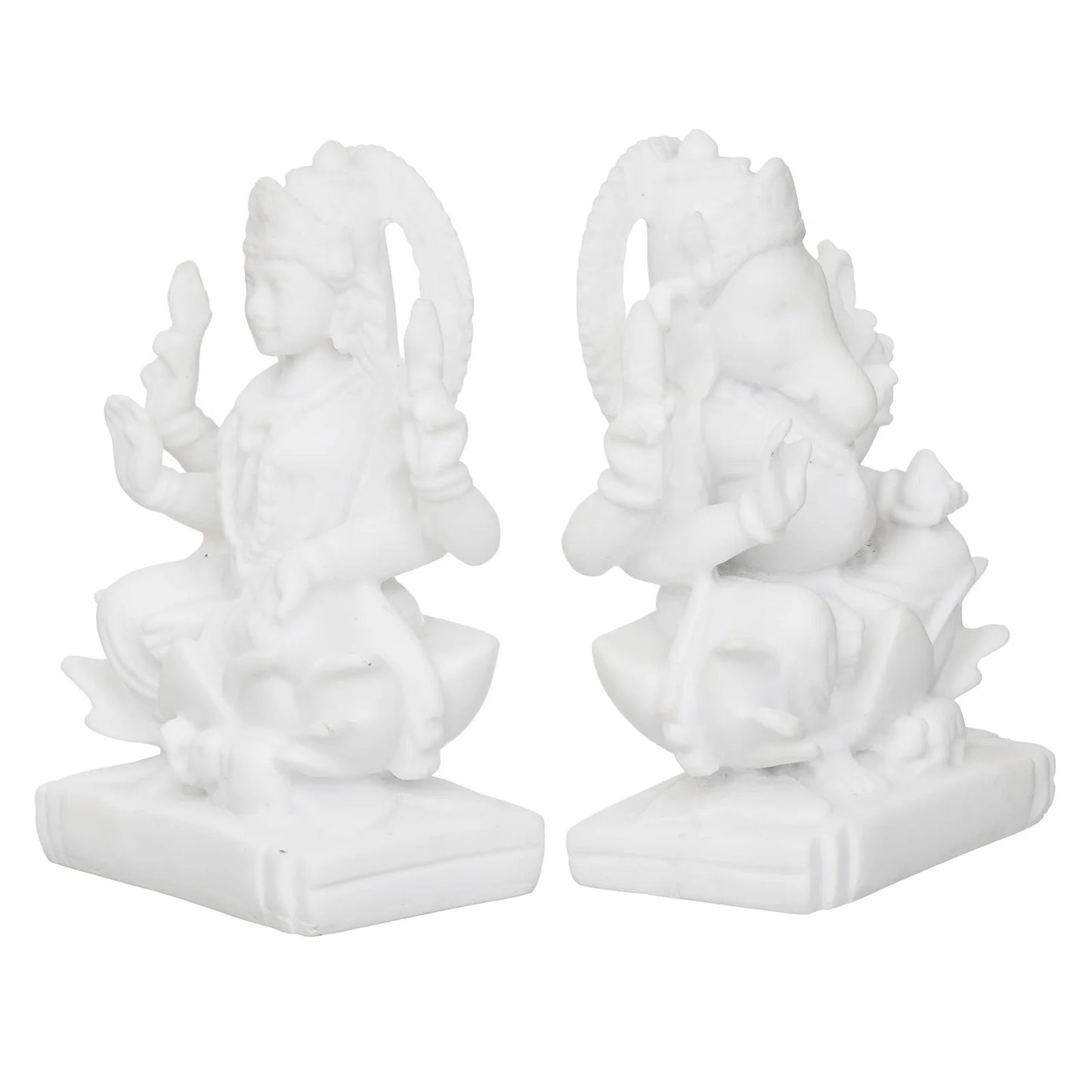 Handcrafted Laxmi Ganesha Idol Marble Murti For Puja Home Diwali Decoration Gifts