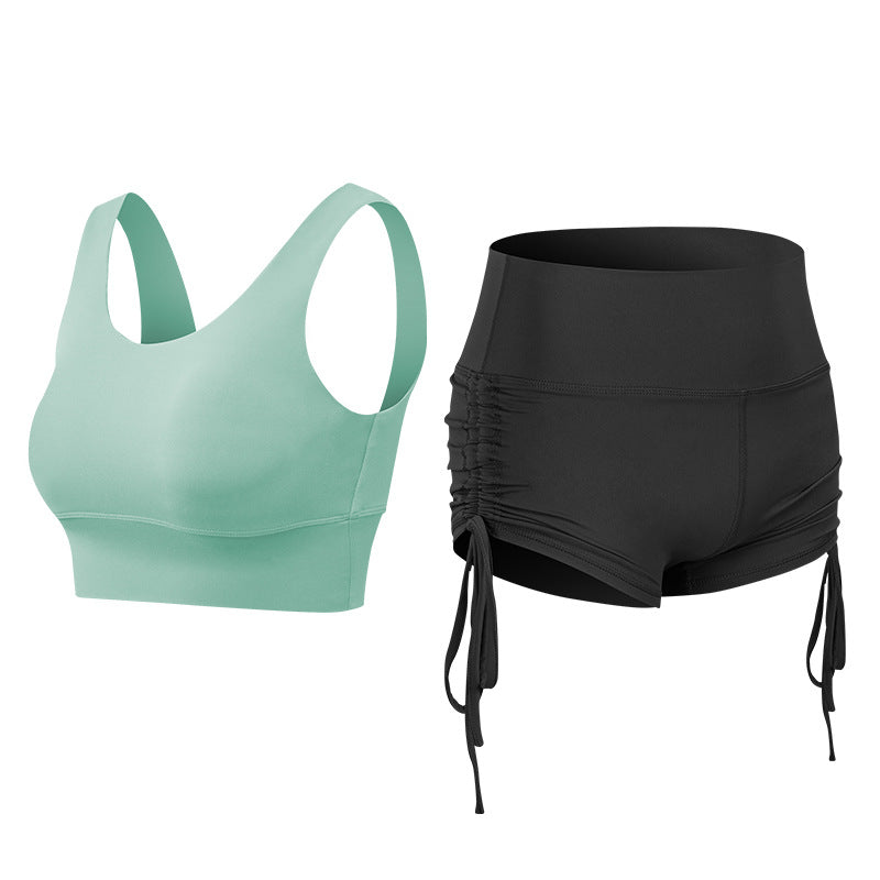 Women Short Leggings Sports Bra Set Activewear Workout Fitness Suit