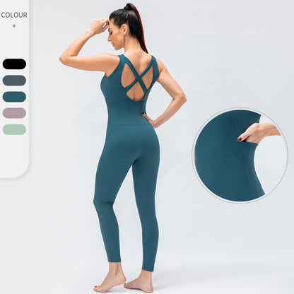 Ladies One Piece Yoga Jumpsuit Fitness Leggings Set