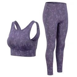 High Waist Camouflage Fitness Active Wear Workout Women Yoga Set