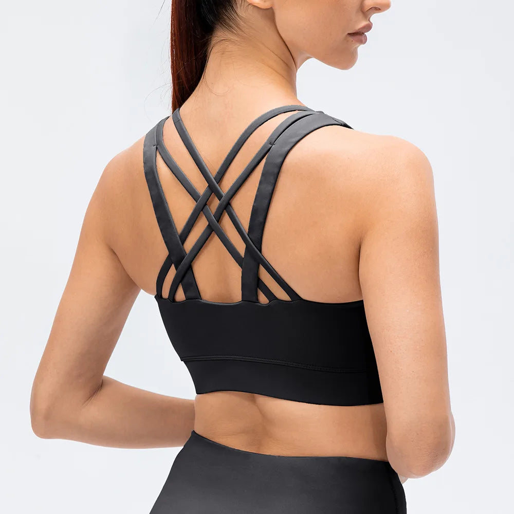 Women Fitness Workout Crop Top High Impact Yoga Sexy Sports Bra Suit