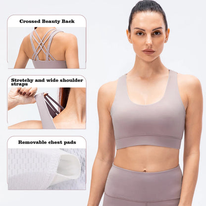 Women Fitness Workout Crop Top High Impact Yoga Sexy Sports Bra Suit