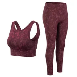 High Waist Camouflage Fitness Active Wear Workout Women Yoga Set