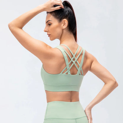 Women Fitness Workout Crop Top High Impact Yoga Sexy Sports Bra Suit