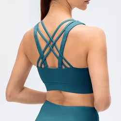 Women Fitness Workout Crop Top High Impact Yoga Sexy Sports Bra Suit