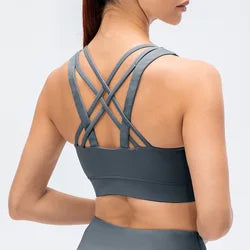 Women Fitness Workout Crop Top High Impact Yoga Sexy Sports Bra Suit