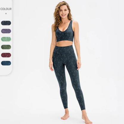 High Waist Camouflage Fitness Active Wear Workout Women Yoga Set