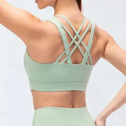 Women Fitness Workout Crop Top High Impact Yoga Sexy Sports Bra Suit