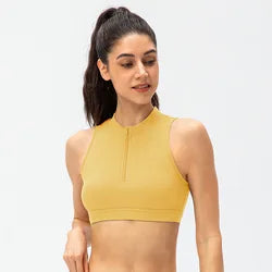 Zip Front Longline Sports Bras Fitness Yoga Workout Suit