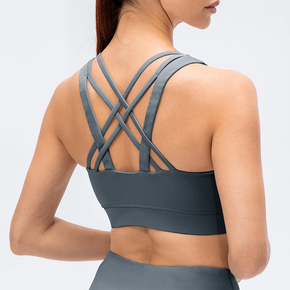 Women Fitness Workout Crop Top High Impact Yoga Sexy Sports Bra Suit