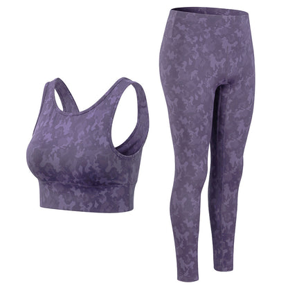 High Waist Camouflage Fitness Active Wear Workout Women Yoga Set