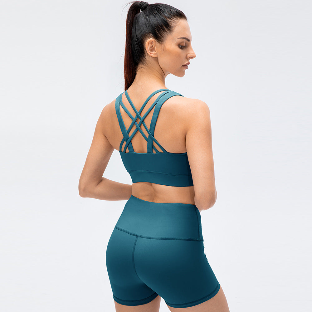Women Fitness Workout Crop Top High Impact Yoga Sexy Sports Bra Suit