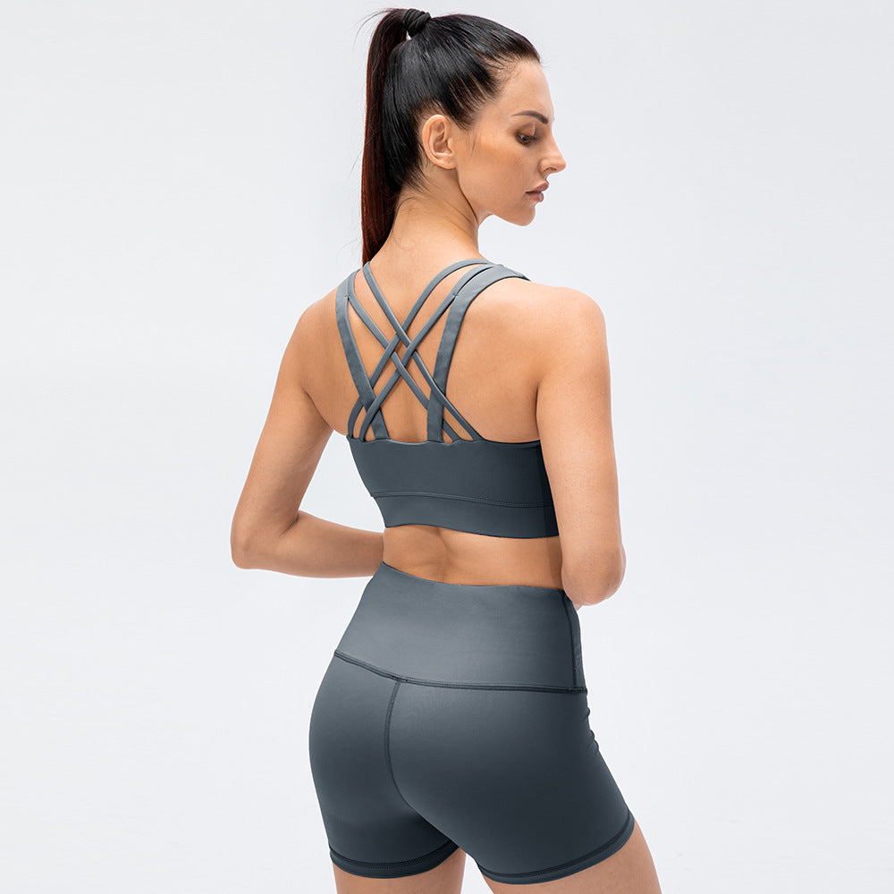 Women Fitness Workout Crop Top High Impact Yoga Sexy Sports Bra Suit