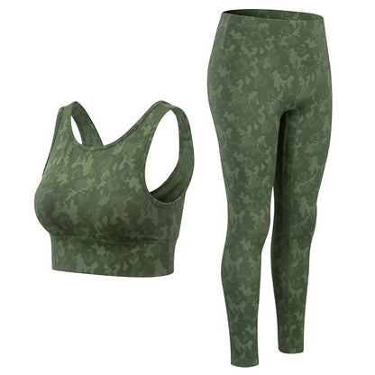 High Waist Camouflage Fitness Active Wear Workout Women Yoga Set