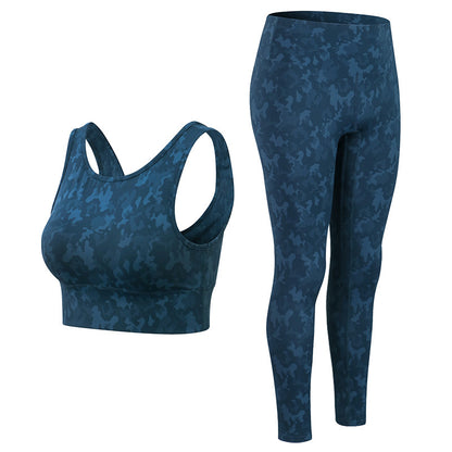 High Waist Camouflage Fitness Active Wear Workout Women Yoga Set