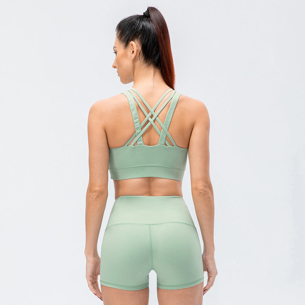 Women Fitness Workout Crop Top High Impact Yoga Sexy Sports Bra Suit